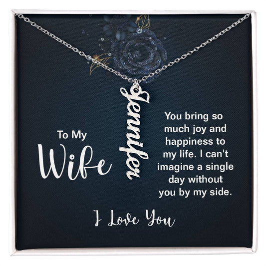 Wife Joy Vertical Name Necklace