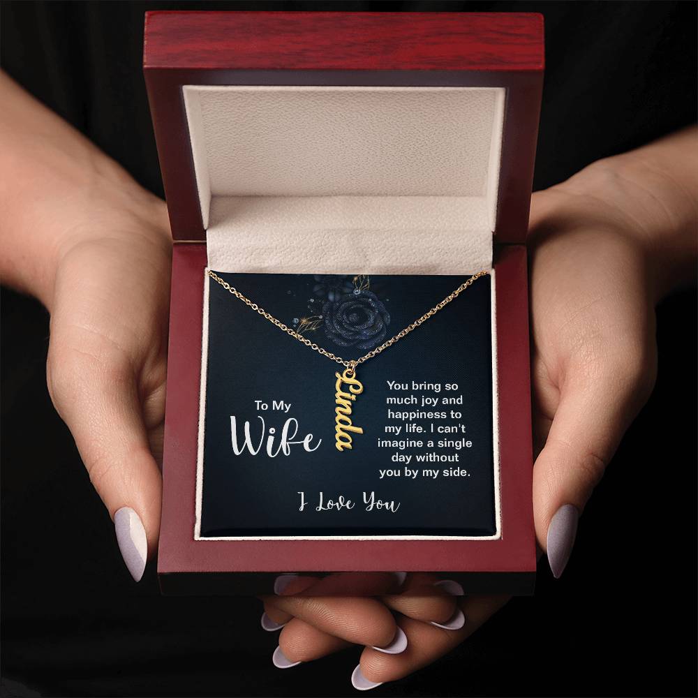 Wife Joy Vertical Name Necklace