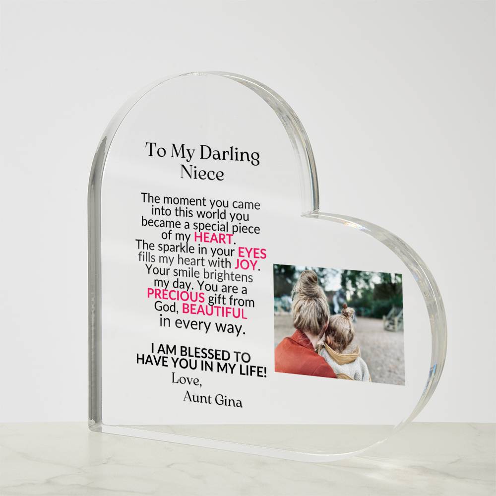 Personalized Photo Niece Acrylic Heart Plaque