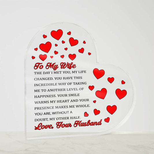 Wife Acrylic Heart Plaque
