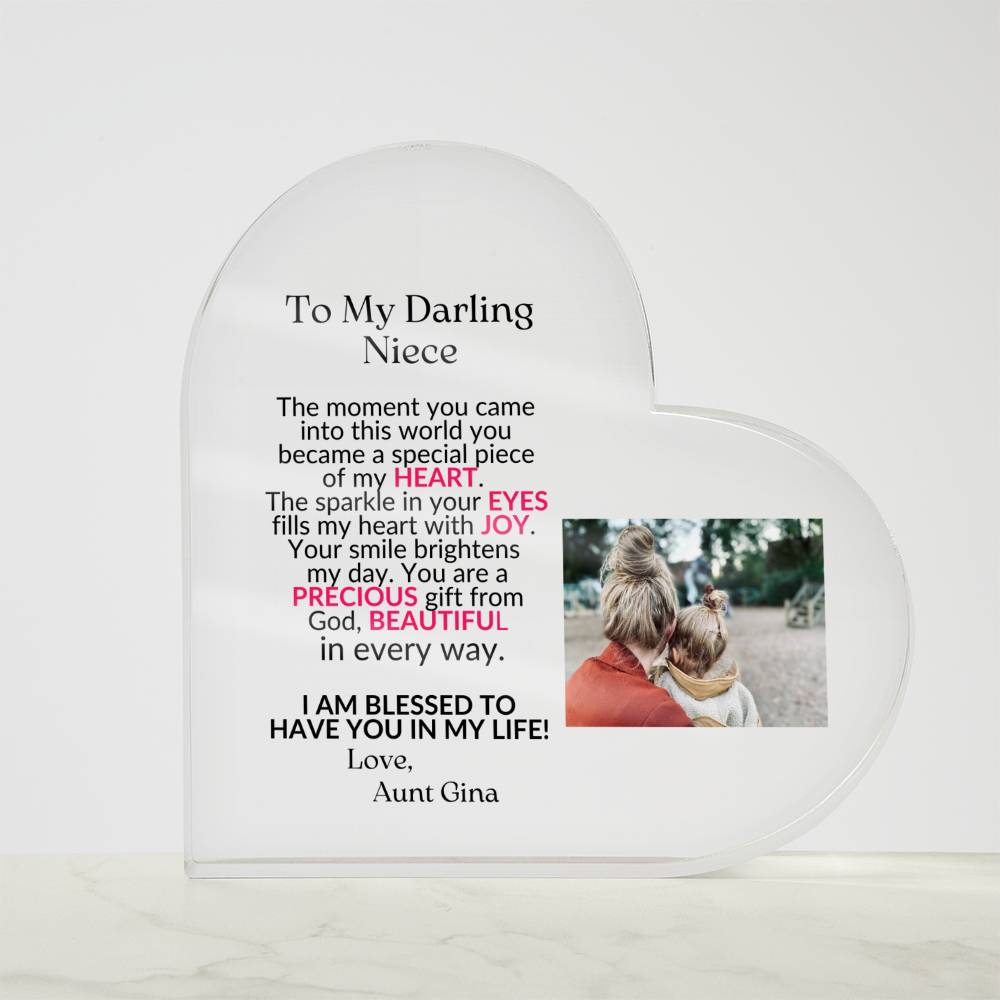 Personalized Photo Niece Acrylic Heart Plaque