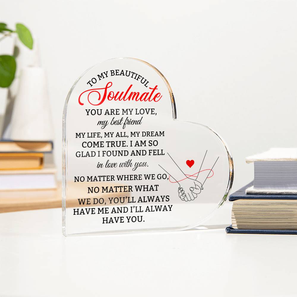 To My Soulmate Heart Plaque Gift for Wife Girlfriend Husband