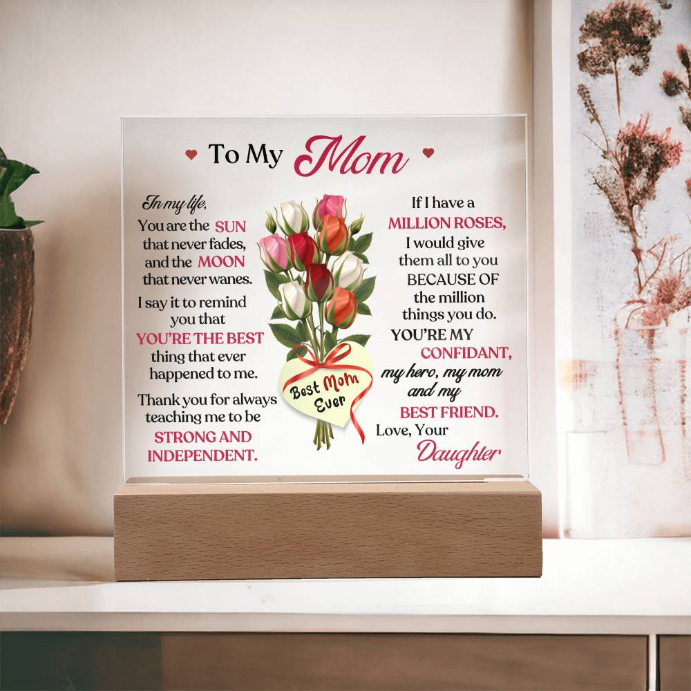Best Mom Ever LED Plaque Gift