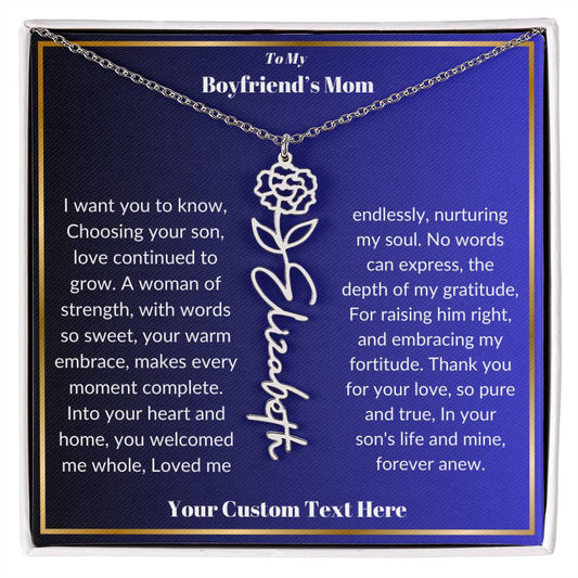 To My Boyfriends Mom Birth Flower Necklace  Gift