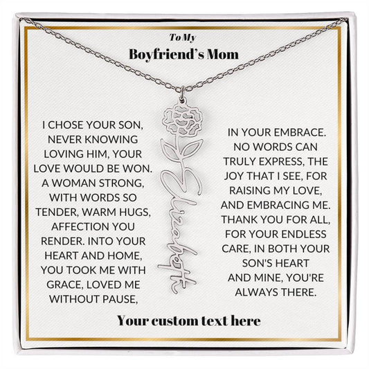 To My Boyfriends Mom Birthflower Necklace Gift