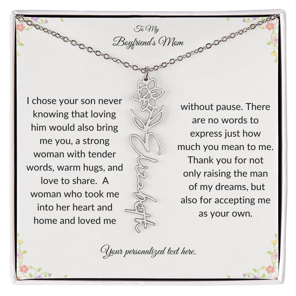 To My Boyfriends Mom Birth Flower Necklace