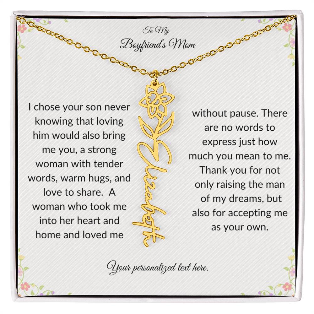 To My Boyfriends Mom Birth Flower Necklace