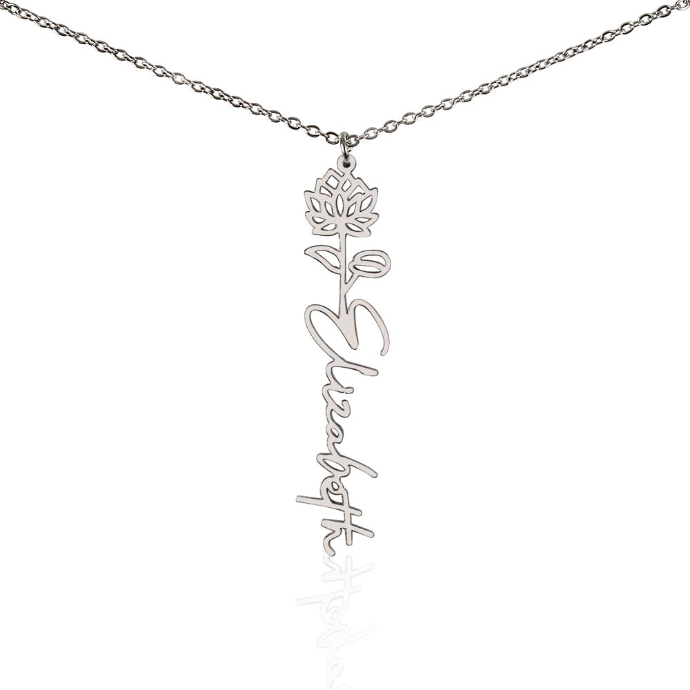 Merry Christmas Friend Personalized Birth Flower Name Necklace Gift
