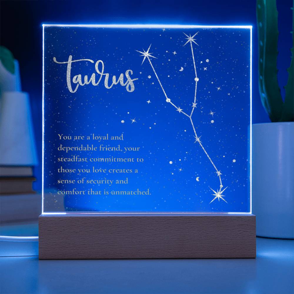 Taurus Lighted Acrylic Plaque