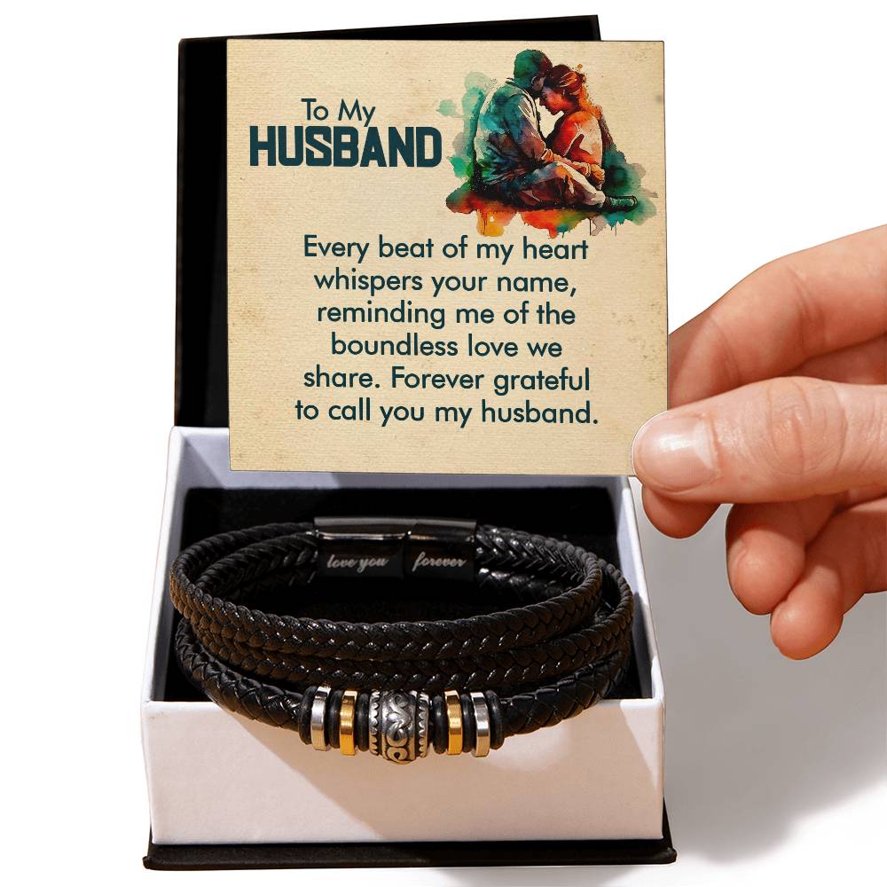Husband Beat of My Heart Love Your Forever Men's Bracelet