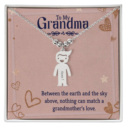 Grandmothers Love Engraved Child Charm Necklace