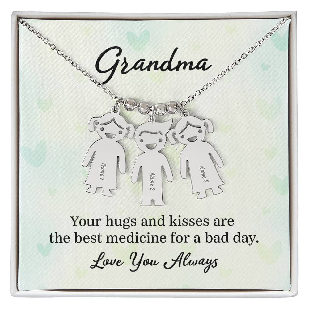 Grandma Love You Always Engraved Kid Charms Necklace