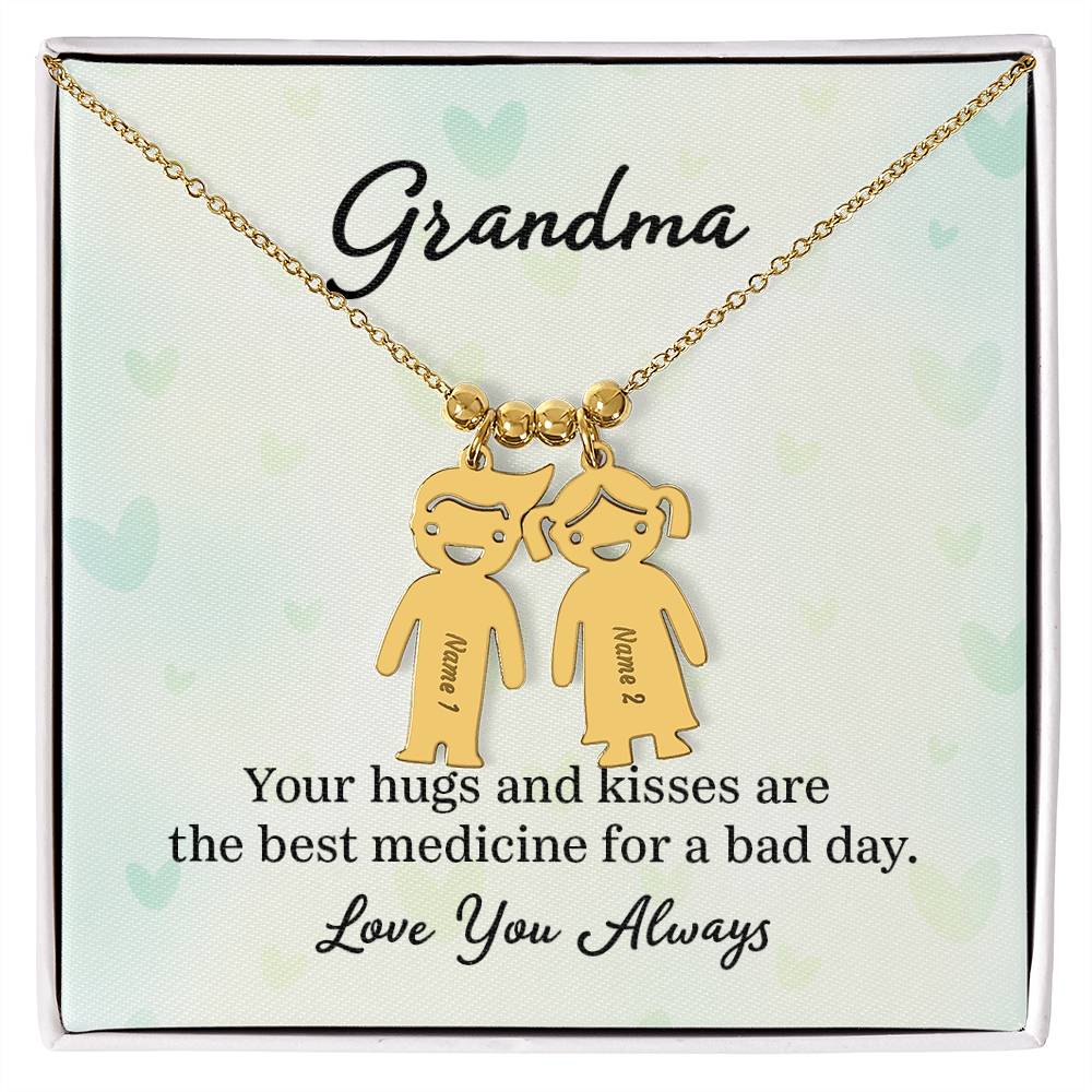 Grandma Love You Always Engraved Kid Charms Necklace