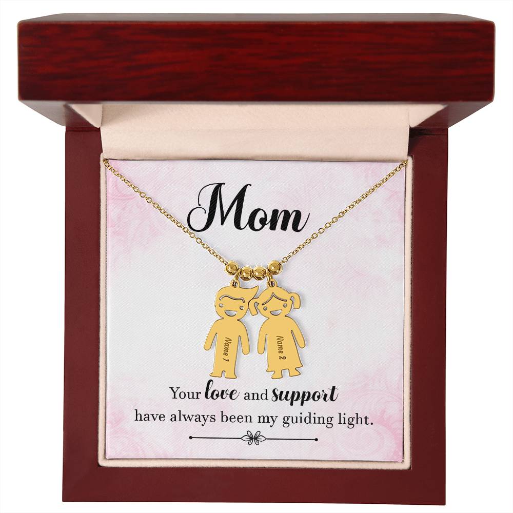 Mom My Guiding Light Engraved Kids Charm Necklace