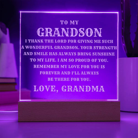 Grandson Engraved LED Plaque from Grandma