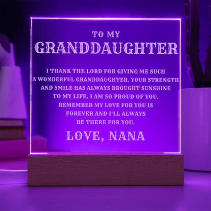 Granddaughter Engraved Lighted LED  Plaque  Gift from Nana