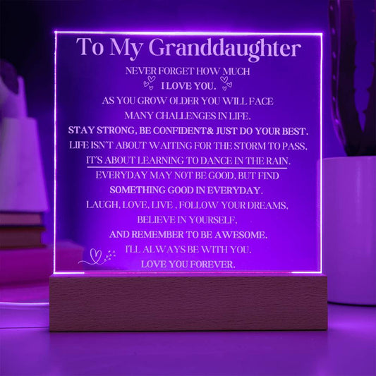 To My Granddaughter Engraved LED Lighted Plaque Gift - Dance in The Rain