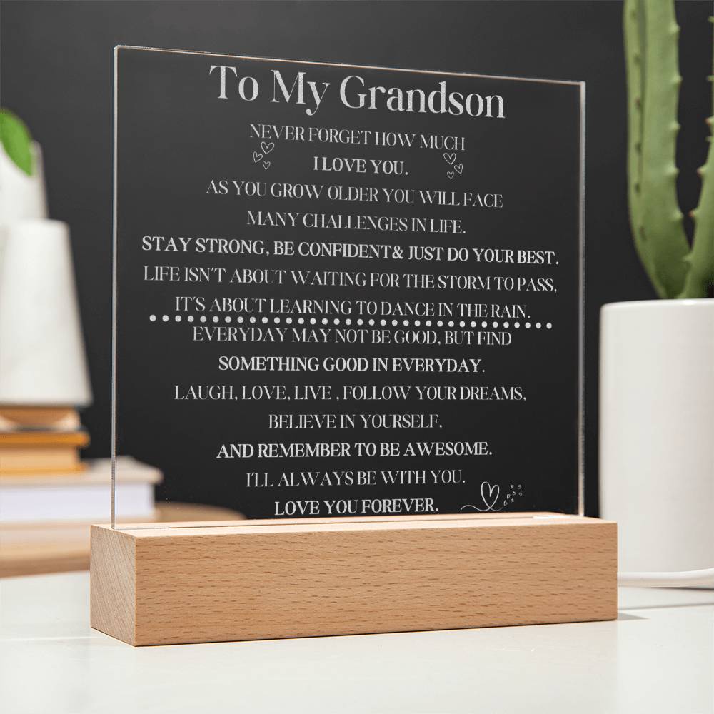To My Grandson Engraved LED Plaque