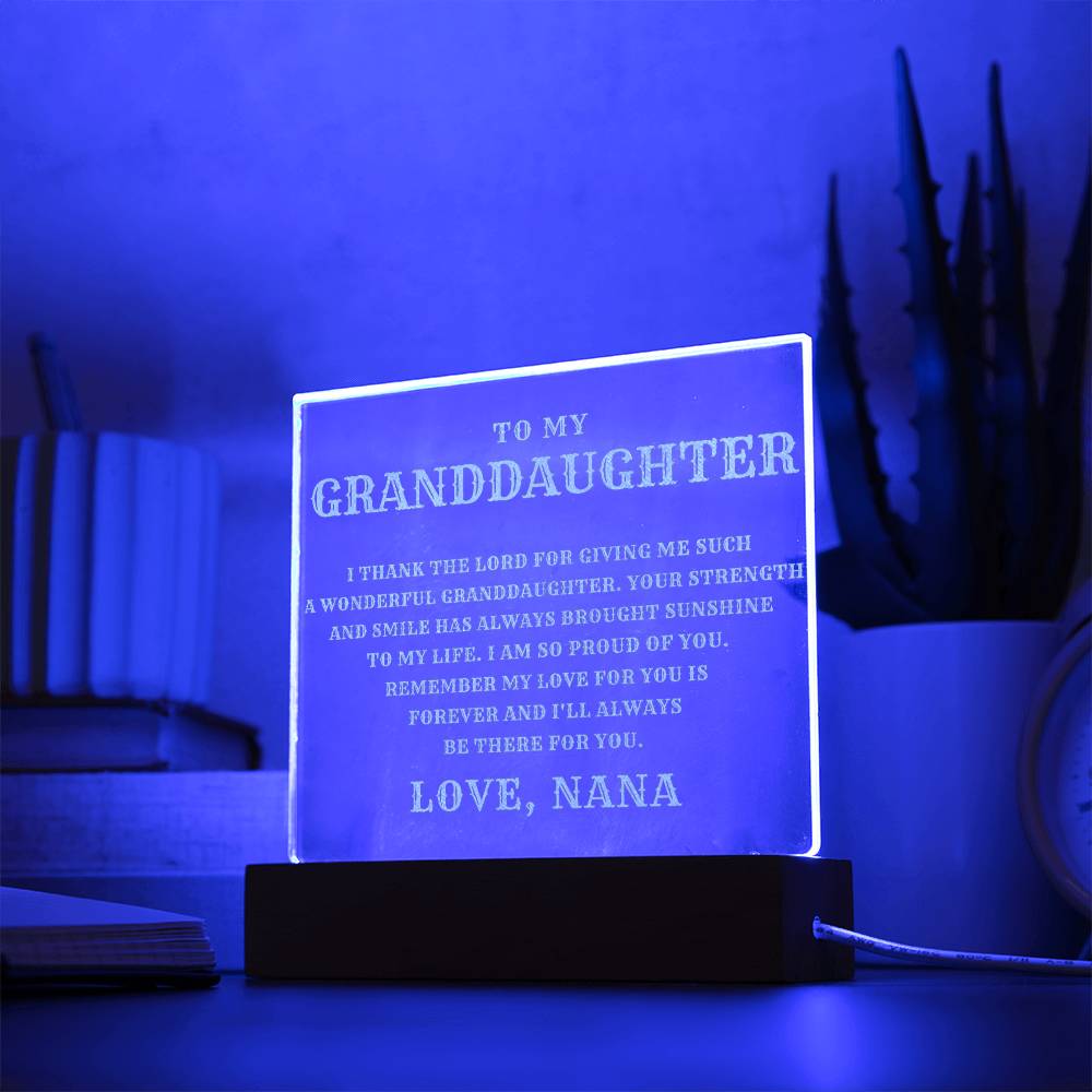 Granddaughter Engraved Lighted LED  Plaque  Gift from Nana