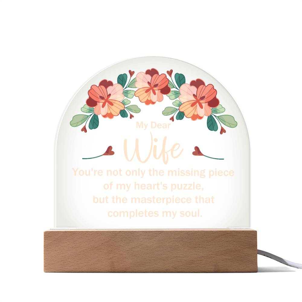Wife Hearts Puzzle Lighted Dome Plaque
