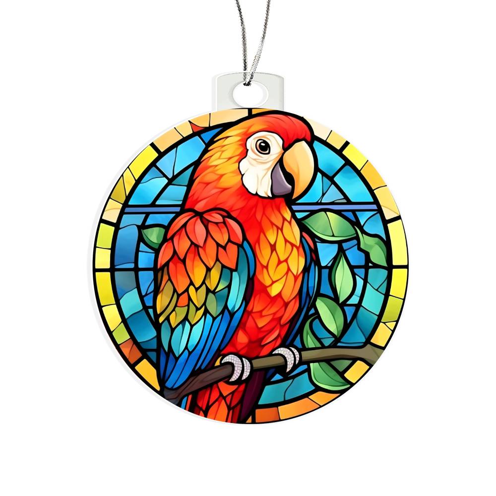 Parrot Stained Glass Look Christmas Tree Ornament