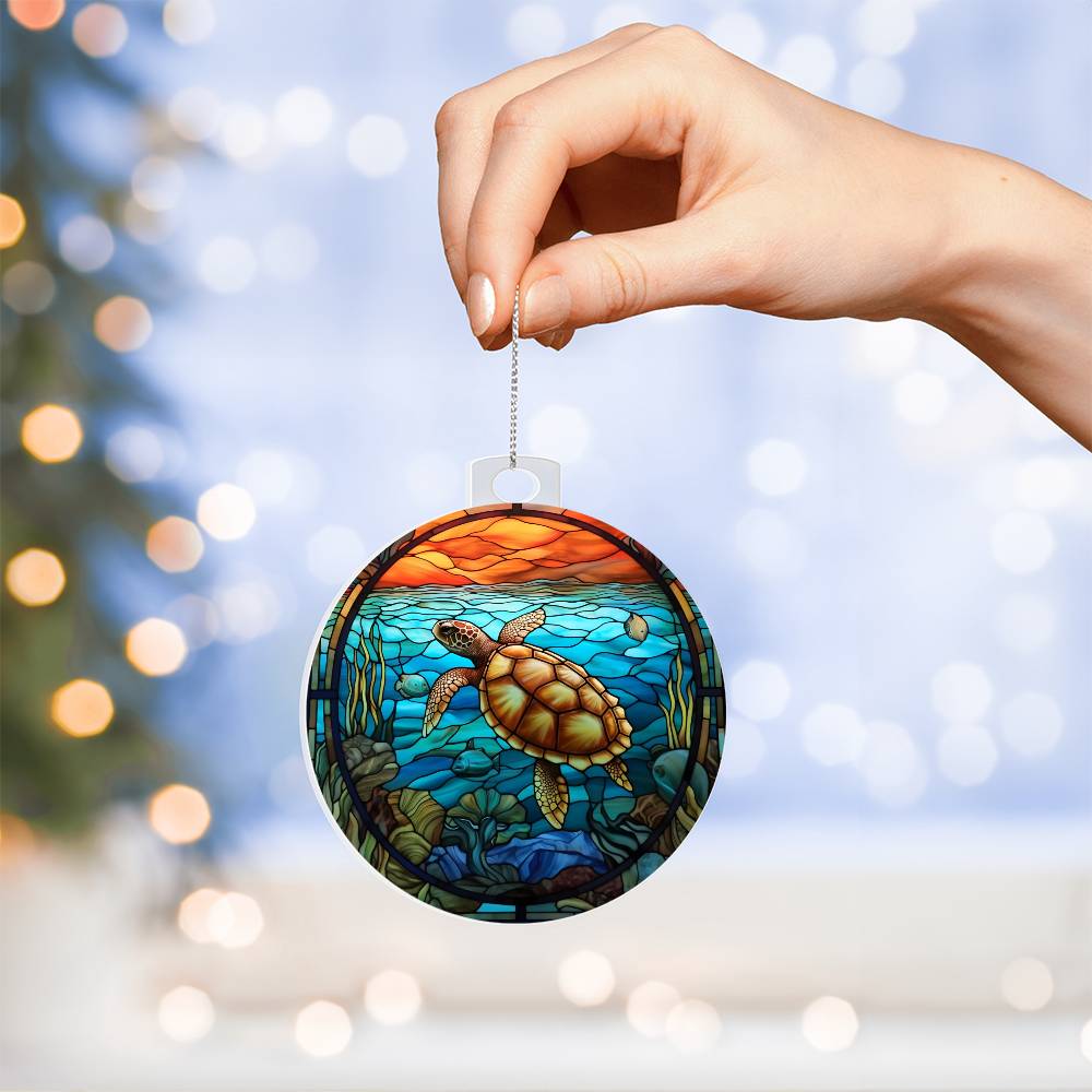 Sea Turtle Acrylic Christmas Ornament