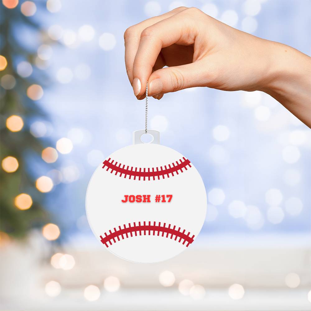 Personalized Baseball Player Christmas Tree Ornament