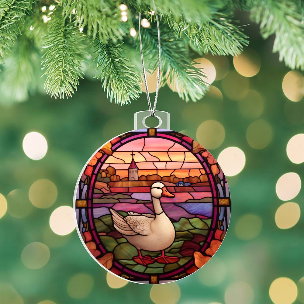 Duck Stained Glass Christmas Tree Acrylic Ornament