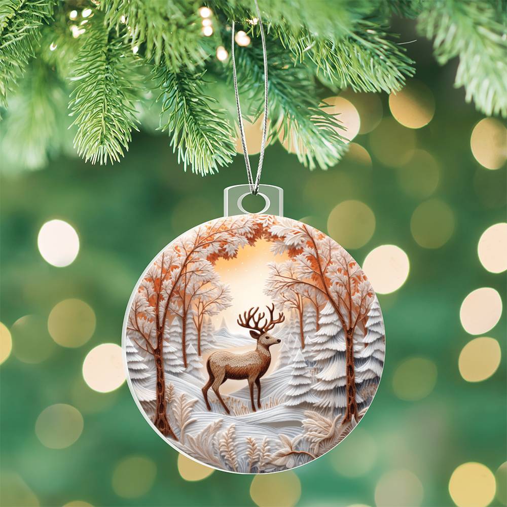 Deer in Snow Christmas Ornament Acrylic Ornament