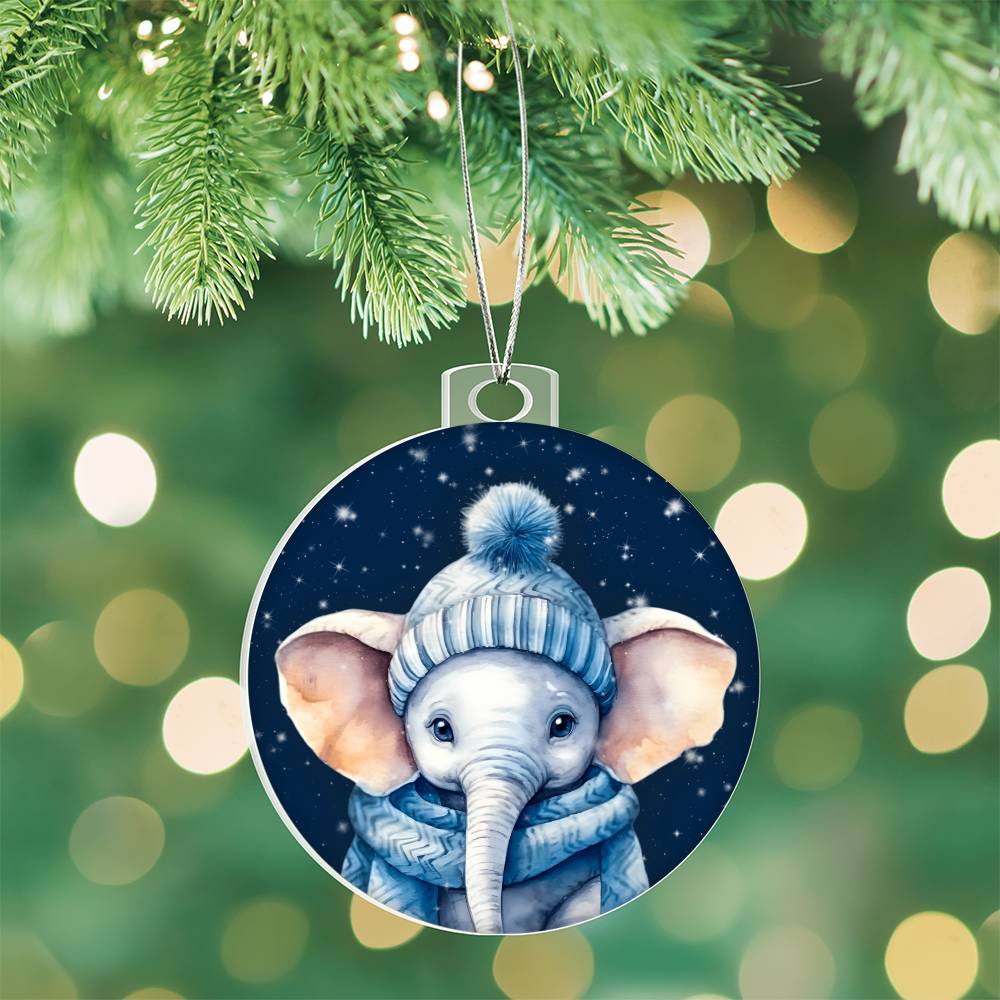 Winter Elephant Christmas Ornament