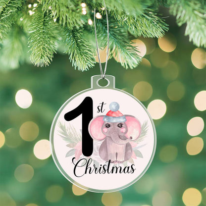 Baby's 1st Christmas Pink Elephant Christmas Tree Ornament