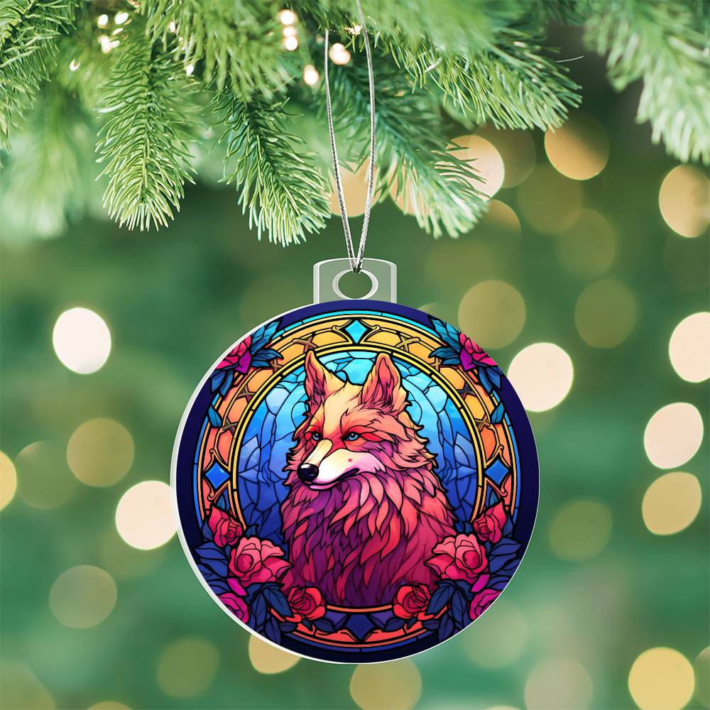 Wolf Acrylic Christmas Ornament