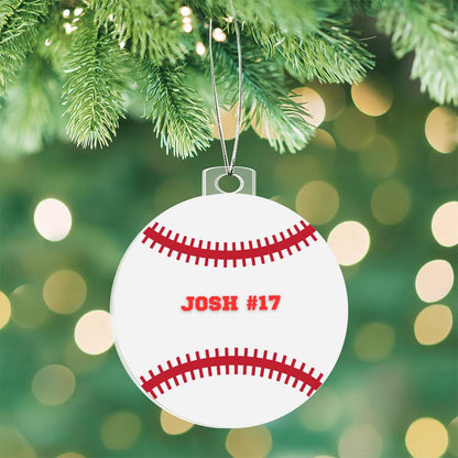 Personalized Baseball Player Christmas Tree Ornament
