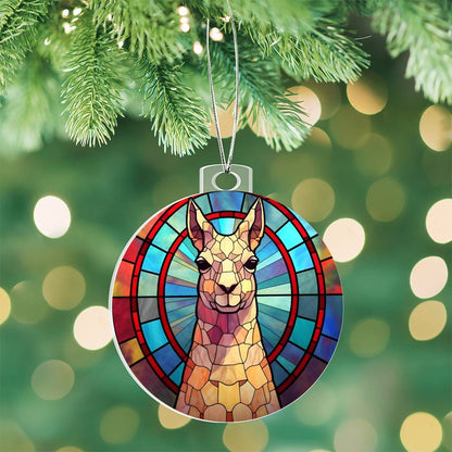 Llama Stained Glass Look Christmas Tree Ornament