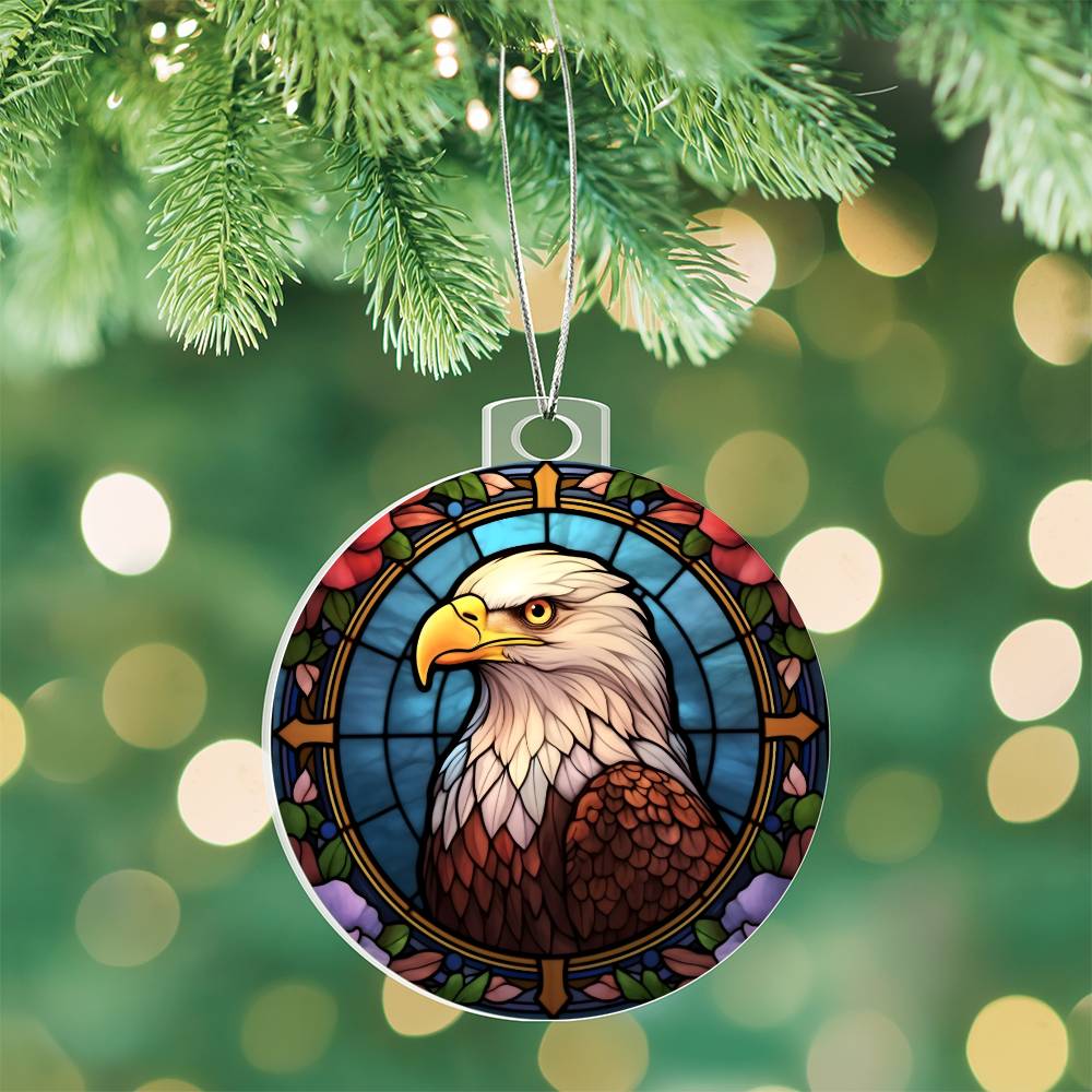 Bald Eagle Stained Glass Acrylic Christmas Ornament