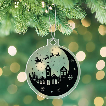 Santa and Sleigh Christmas Village Christmas Tree Ornament