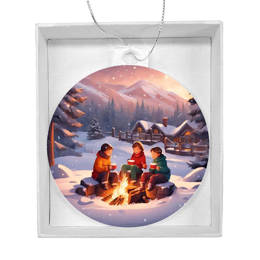 Snow Day Fireside Christmas Ornament