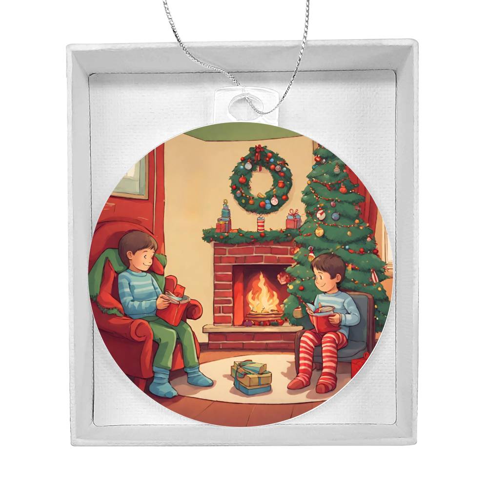 Snow Day Fireside by The Christmas Tree Abstract Ornament