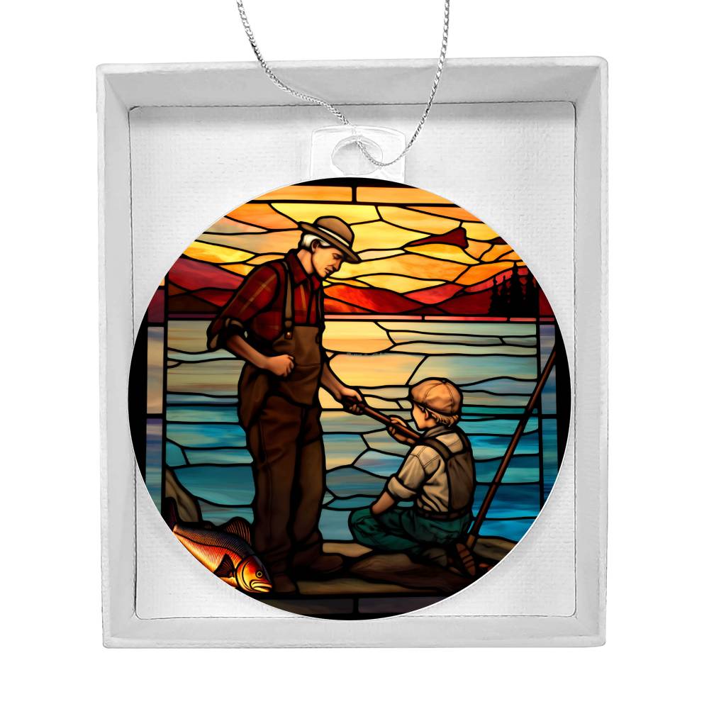 Fishing Stained Glass Look Acrylic Christmas Tree Ornament