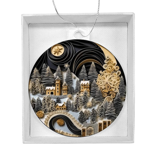 Village Quilling Effect Acrylic Ornament