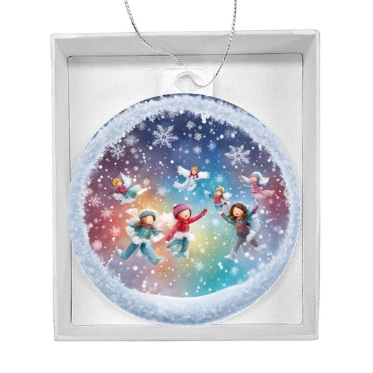 Snow Day Snow Angels Christmas Ornament