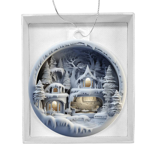 Winter Scene 3d Effect Acrylic Ornament