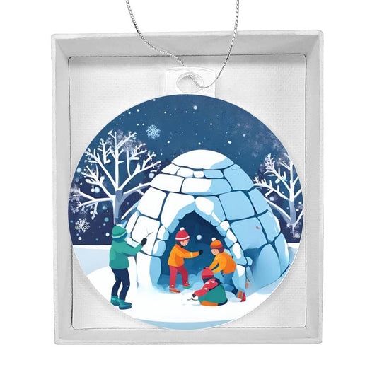 Snow Day Kid's Building Igloo Ornament