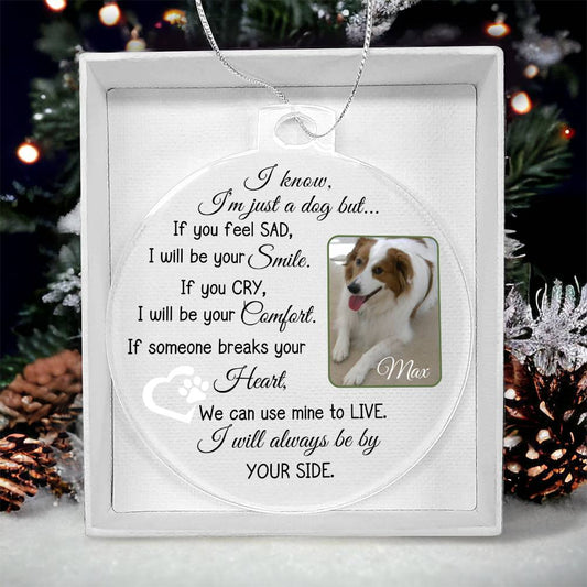 Personalized Dog Photo and Name Acrylic Christmas Ornament