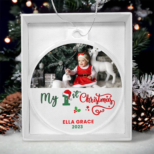 Babies 1st Christmas Personalized Photo Ornament