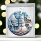 Pastel Blue Snowman Acrylic Christmas Ornament