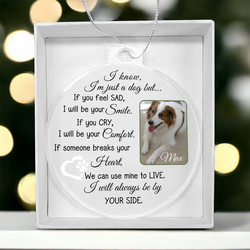 Personalized Dog Photo and Name Acrylic Christmas Ornament