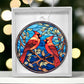 Cardinals Stained Glass Acrylic Ornament