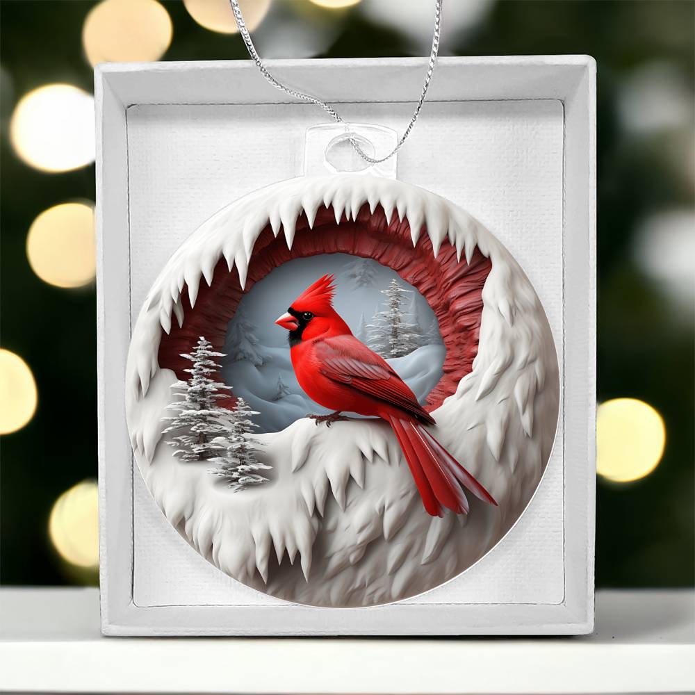 Cardinal 3d Effect Acrylic Ornament