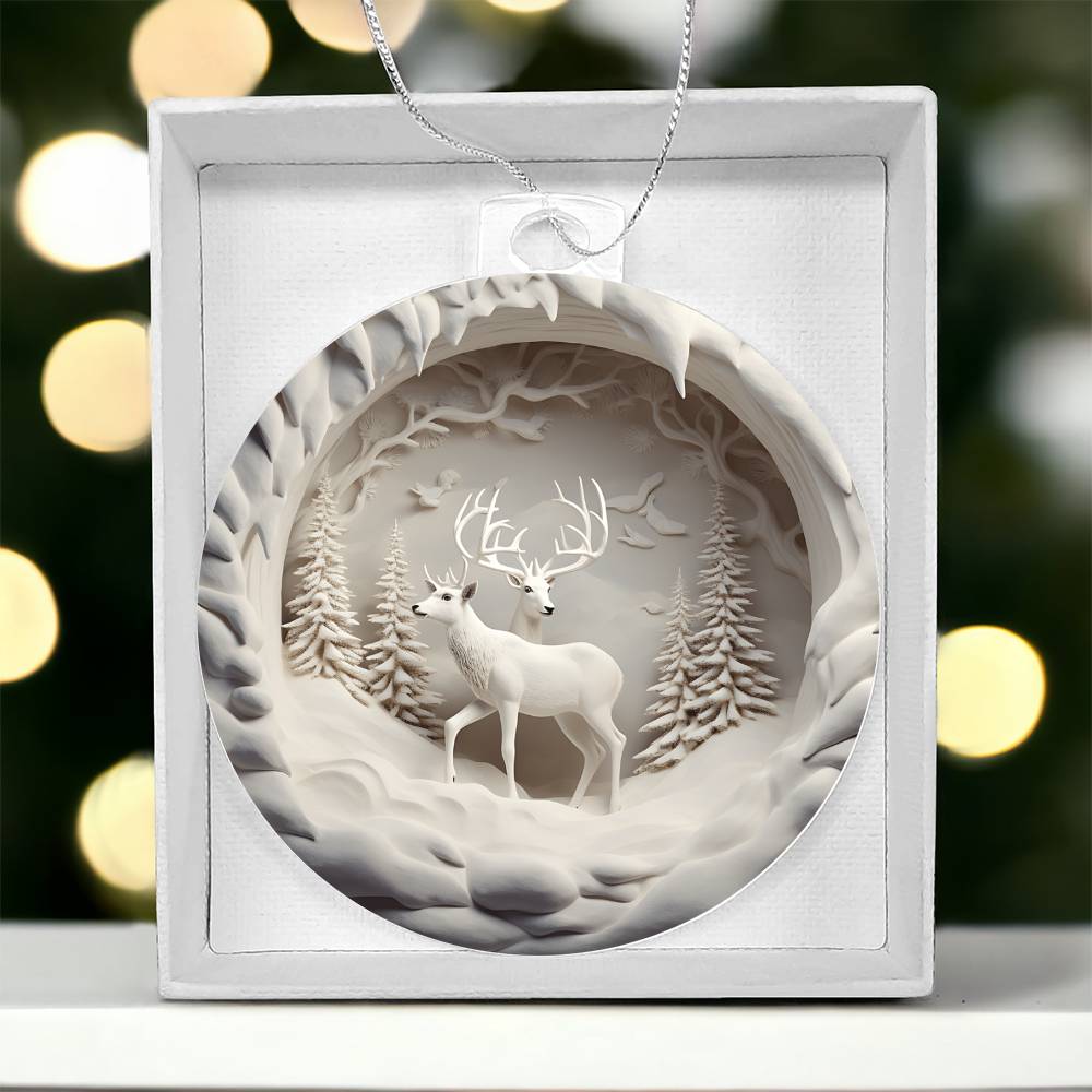 Winter Deer 3d Effect Acrylic Ornament